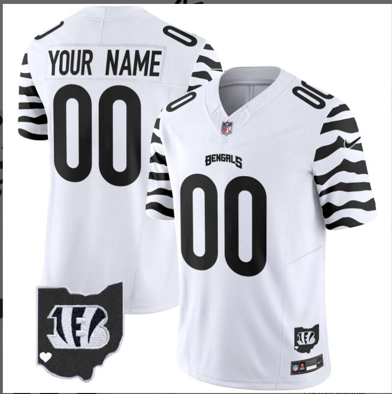 Men 2024 Nike NFL  Cincinnati Bengals  Stripes Vapor Limited Custom Jersey ->customized nfl jersey->Custom Jersey